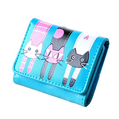 

Cute Student Cartoon Cat Short Folding Wallet Purse Card Change Money Bag Pouch