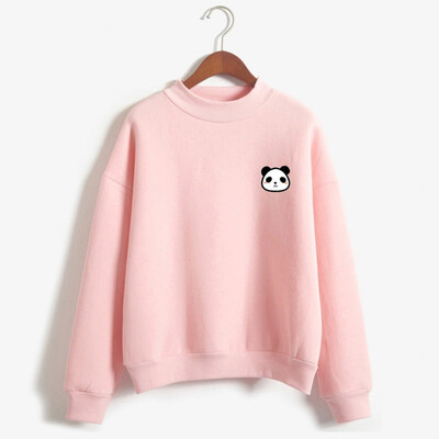 

Starmoon Women O-Neck Solid Color Panda Pattern Long Sleeve Plus Velvet Sweatshirt