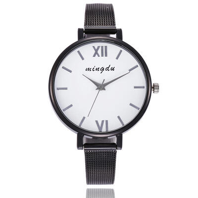 

Luxury Women Watch Large Dial Rose Gold Mesh Band Stainless Steel Quartz Wristwatch Ladies Female Minimalist Black Watches