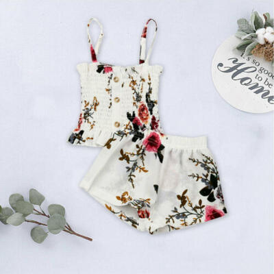 

US Kids Infant Baby Girl Floral Clothes Vest TopsLace Pants Outfits Summer Sets