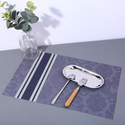 

Toponeto Striped Color Placemat Compatible Crossweave Insulation Washable Table Mat
