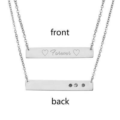 

Engraved on Double Sides Blank Bar Pendant Necklace Rhinestone Custom Nameplate Date Encourage Word Letter Personalized Necklace