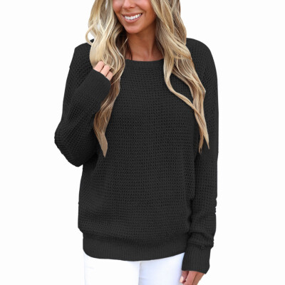 

Round neck long sleeve pullover sweater with two knitted sweaters