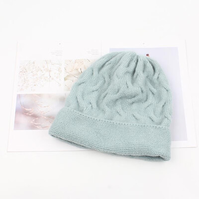 

Women Thick Twist Thread Knitted Bonnet Beanies Hat Candy Color Ribbed Autumn Winter Baggy Crochet Cap Warm Skullies Headwear