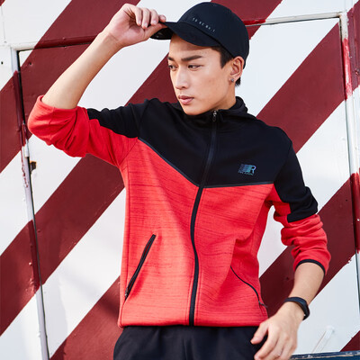 

Hongxing Erke mens sports sweater cardigan fashion casual comfortable zipper sportswear jacket 5128131435 sunset red flower ash 3XL