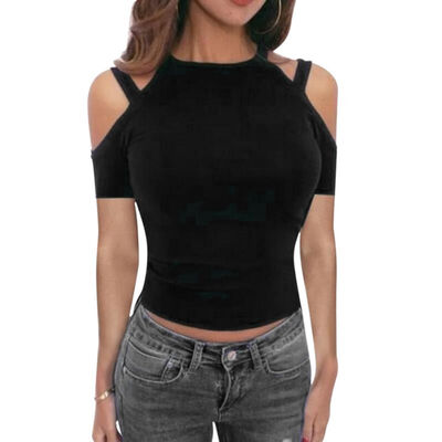 

Women Summer Fashion Concise Casual All-match Solid Color Slim Fit Short Sleeve T-shirts
