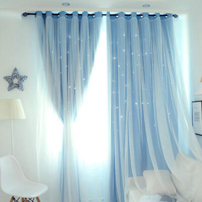 

Hollowed Out Star Shading Window Curtain Drapes Purdah for Home Living Room