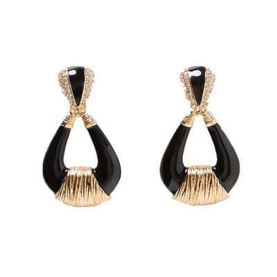 

AOTEMAN Big metal water drop statement dangle earrings 2019 new arrival za vintage metal gold black colors earrings
