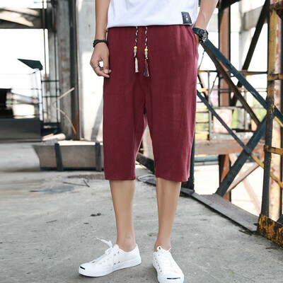

Gobestart Mens Summer New Style Pure Colour Cotton Hemp Pants Fashion Comfortable Trouser