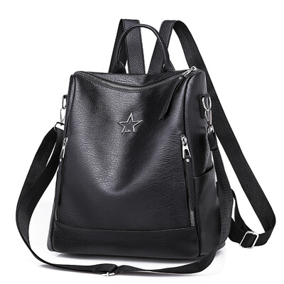 

Backpack womens waterproof Korean tide backpack soft leather leisure fashion travel capacity