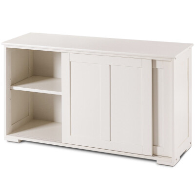 

Kitchen Storage Cupboard Cabinet with Sliding Door-White