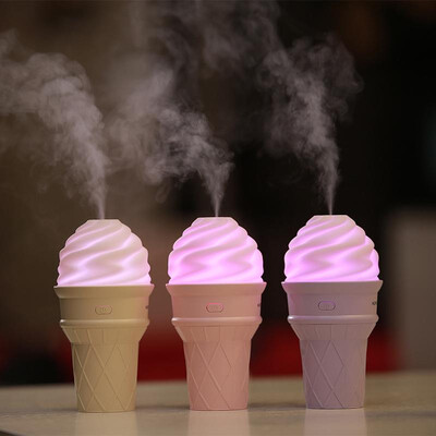 

New ice cream humidifier cone ice cream USB humidifier creative colorful night light car humidifier Lavender purple
