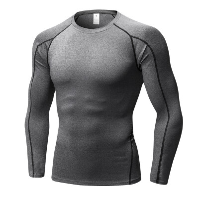 

Mens tight fitness exercise running training T-shirt stretch dry long sleeve shirtDISHENG-059