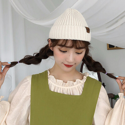 

Ins knitted hat female autumn&winter dome melon skin hat Korean Yapi rogue wool hat student street cold hat man