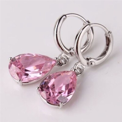 

Jewelry Earring Inlaid Pink Zircon Dangle Earrings Female Anniversary Party Jewelry