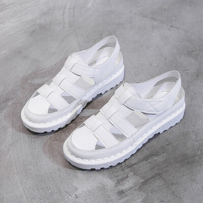 

In the spring of 2019 the new net red super fire ins tide Rome Baotou sports sandal female fairy wind hollow thick summer