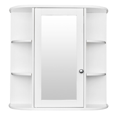 

Bathroom Wall Mounted Cabinet 6 Shelvs Single Door Mirrior Indoor Kitchen Medicine Cabinet Shelves Organizer