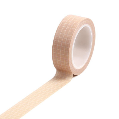 

15mm×10m Grid Printed Pattern Pure Color Washi Tape Sticky Adhesive Paper Decorative Masking Paper Tape for Scrapbooking DIY Decor