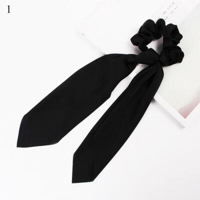 

Women Girl Bow Satin Ribbon Ponytail Scarf Hair Tie Rope Scrunchies Elastic Band