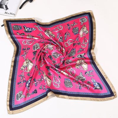 

New Korean version of the simple&simple color matching wild small silk scarves scarf simulation silk printing small square FJ068