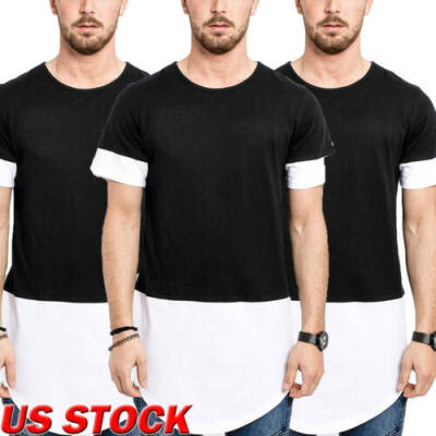 

US Mens Short Sleeve T Shirt Basic Tee White Black Casual Tops Cotton T-Shirt