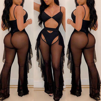 

Women Bodysuit Long Pants Bodycon Evening Party 2 Piece Set Jumpsuit Romper