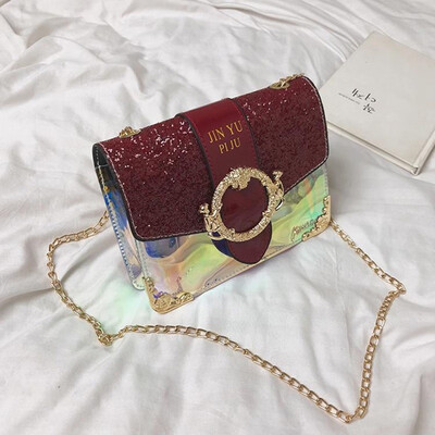 

Luxury Golden Buckle Shoulder Bags Women Sequins Chain Messenger Bag 2019 Laser Korean Style Handbags Flap Crossbody Bags