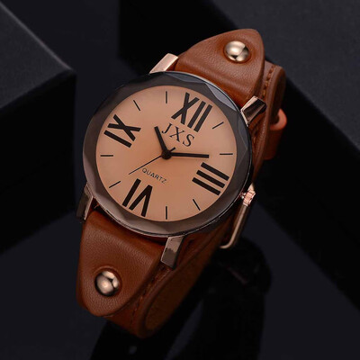 

〖Follure〗Fashion Roman Numerals Simple Casual Leather Padded Strap Womens Quartz Watch
