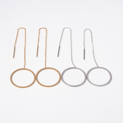 

304 Stainless Steel Stud Earrings Threader Earrings Ring Mixed Color 110x1mm Pin 08mm