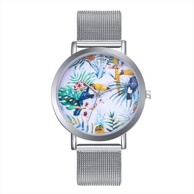 

〖Follure〗Woman Fashion Plant Pattern Alloy Steel Strap Analog Quartz Round Watch