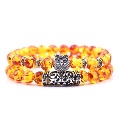 

Natural Stone Owl Bracelets Bangles Charm Bracelet Set For Women Men Bracelet Jewelry