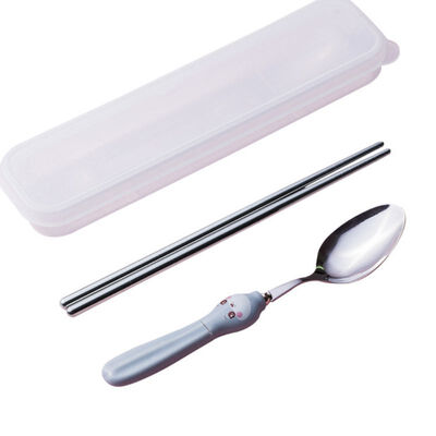 

Portable 3pcs Stainless Steel Cutlery Cartoon Set Cute Animal Fork Dinner Children Dinnerware Set Tableware Case Kit