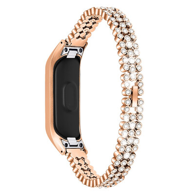 

ECSEM Band for Samsung Galaxy Fit E SM-R375 Bands Bling Metal Adjustable Replacement Dressy Bracelet Wristbands Rose Gold Silver