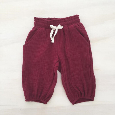 

Newborn Toddler Baby Kid Girl Cotton Linen Wrinkled Bloomers Trousers Leggings Pants