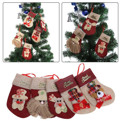 

Christmas red linen knife&fork sets Christmas tree ornaments socks pend