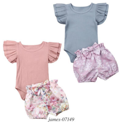 

US STOCK Newborn Baby Girls Summer Clothes Tops Romper Floral Shorts Outfits Set