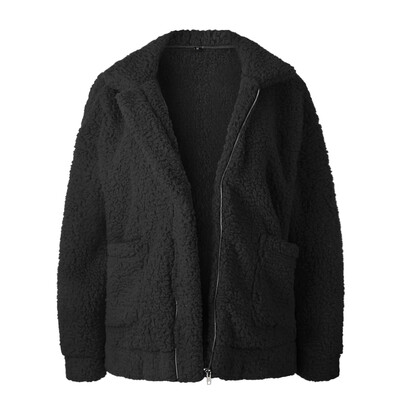 

Fashion Woman Fake Fur Coat Loose Long Sleeve Warm Fleece Basic Jacket Outwear