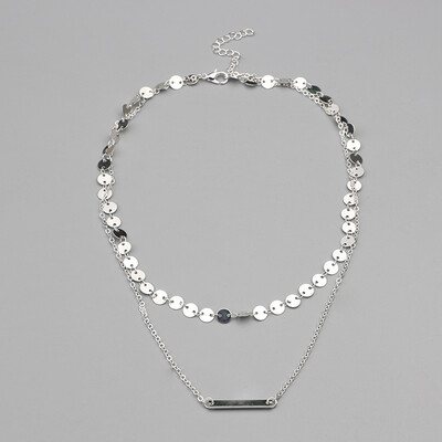 

Europe&America fashion jewelry copper sequins metal poles ladies exquisite glittering Necklace