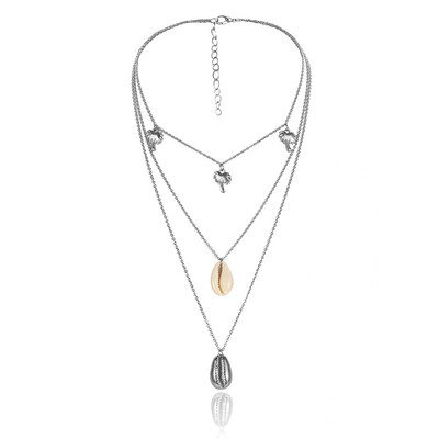 

HOT Bohemia Multilayer Coconut Tree Natural Shell Choker Necklace Statement Alloy Shell Seashell Pendant Necklace for Women