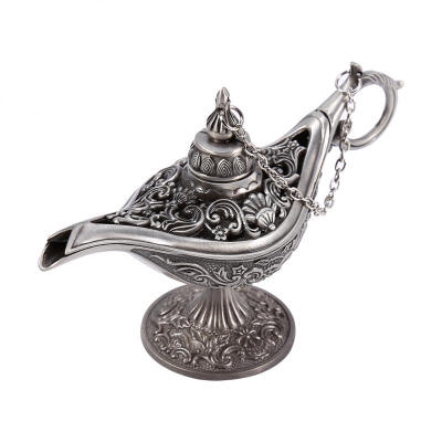 

Greensen 1pc Zinc Alloy Oil Lamp Shaped Ornament Magic Genie Pot Hollow Carved Metal Home Decoration