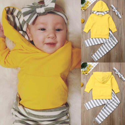 

3Pcs Toddler Infant Baby Girls Hooded TopsPants Leggings Headband 3pcs Clothes
