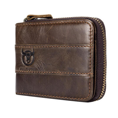 

BULLCAPTAIN Men Short Wallet Bags Leather Bifold Card Holder Coin Purse