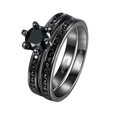 

Couple Ring His Hers Black Gold Filled Jewelry Sets Love Gift