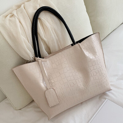 

Korean womens handbags new 2019 Western style crocodile pattern portable shoulder bag fashion Joker slung tote bag