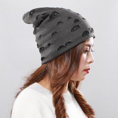 

Tailored Men And Women Autumn Winter Sequin Knitted Hats Indoor Plus Warm Wool Knit Caps