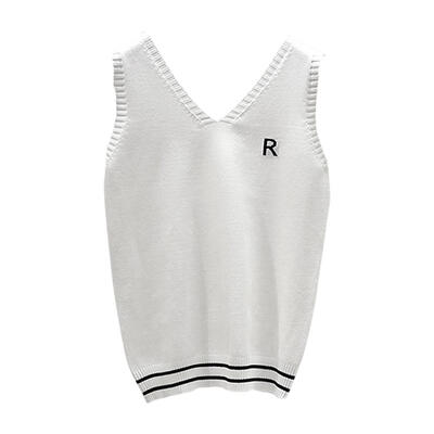 

Women Sleeveless Knit Slim Fit V-Neck Preppy Style Summer Print Tank Tops