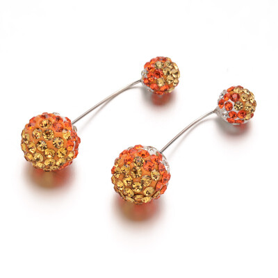 

Double-side Polymer Clay Rhinestone Ball Ear Studs with Platinum Tone Brass Pin Topaz 3739mm Pin 06mm