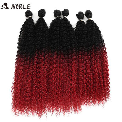 

Nobre Afro Kinky Curly Cabelo Weave 18-22 polegada 6 peçaslote Pacotes Com Fecho de Cabelo Sintético Ombre Feixes de Cabelo cabel