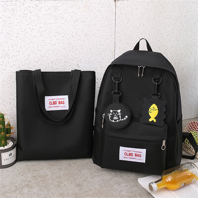 

Tailored Cartoon Alphabet Student Backpack Casual Large Capacity Travel 2 Piece Set