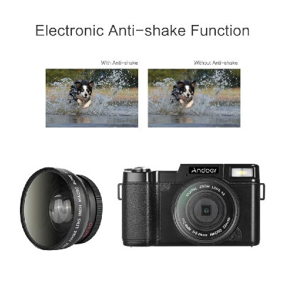 

Andoer CDR2 1080P 15fps Full HD 24MP Digital Camera 30" Rotatable LCD Screen Anti-shake 4X Digital Zoom Built-in Retractable Flas